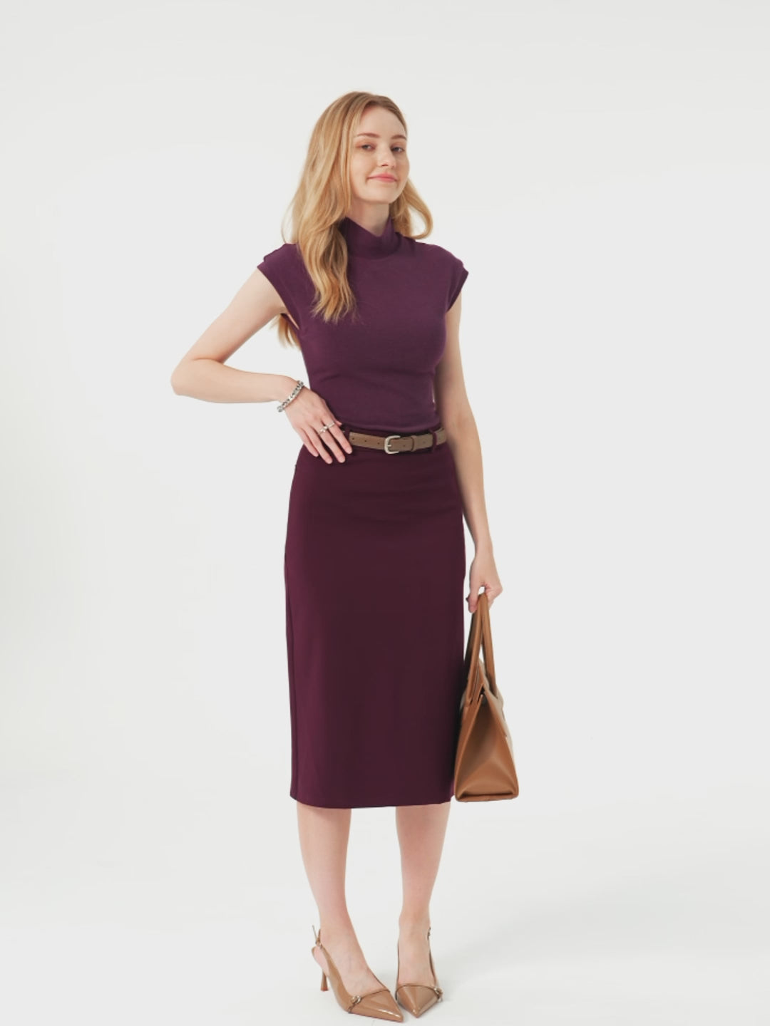 Essential A-line Midi Skirt with Zippered Pockets