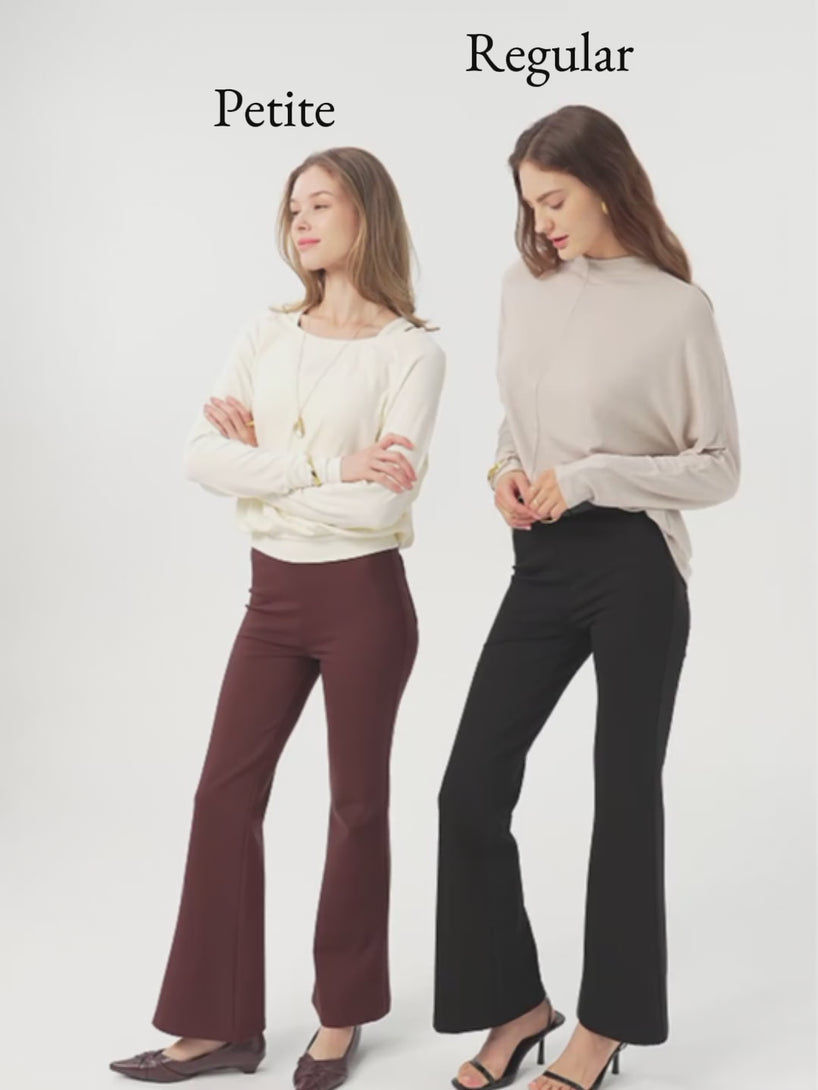 Slimming Ponte High Rise Pull-on Flared Pants