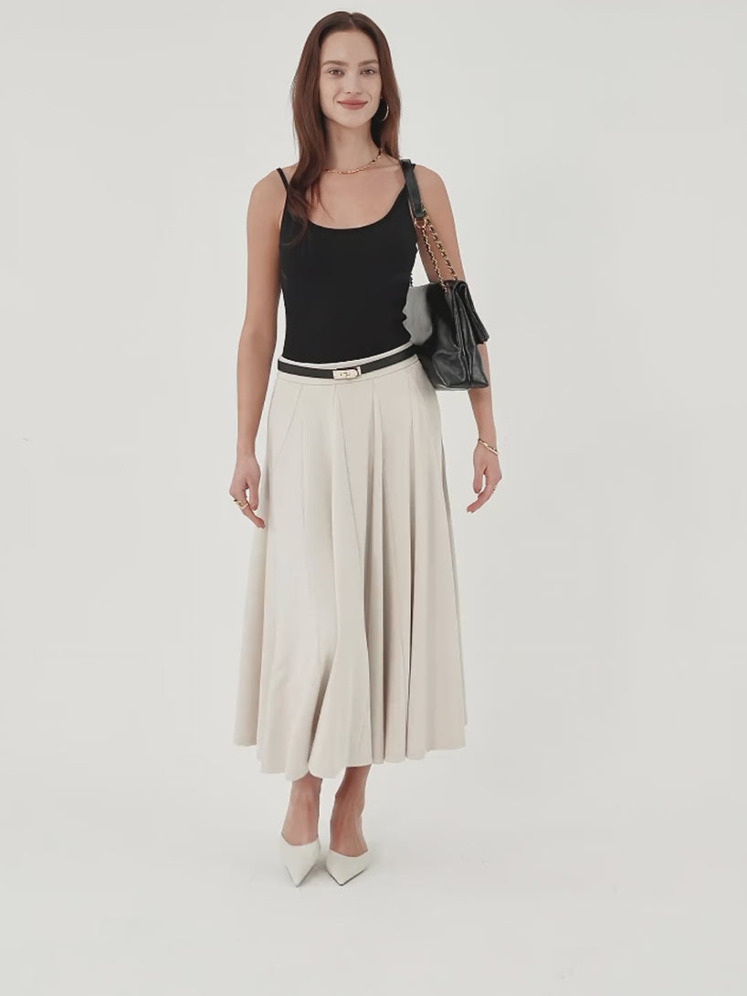Lyocell Blend Volume Skirt with Pockets