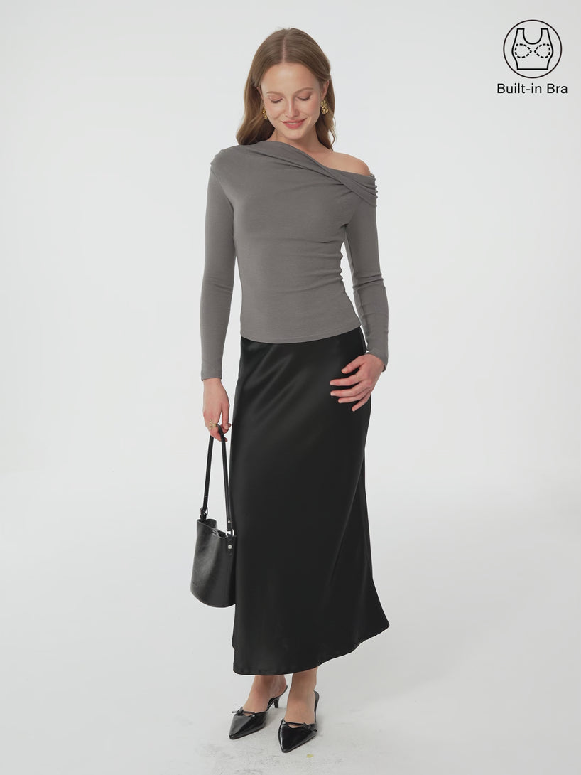 OGLmove Eco-Mousse® Convertible Neck Long Sleeve Bra Top