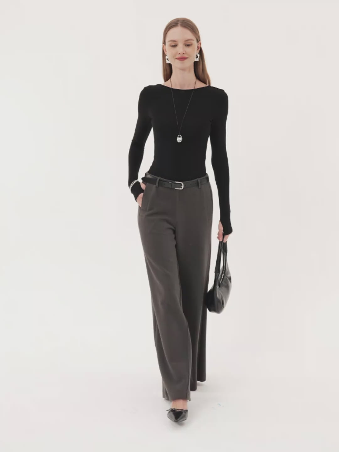 Tummy-Control Mid Rise Ultra-Wide Leg Pants with Pockets