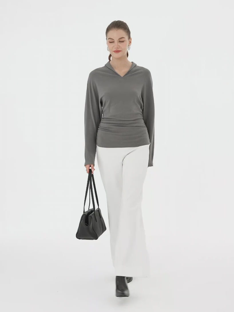 OGLmove LiteWarm V-Neck Long Sleeve Ruched Top