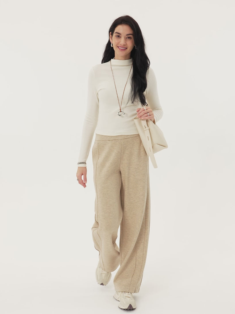 Cozy Warm High Rise Straight Leg Pull-On Pants