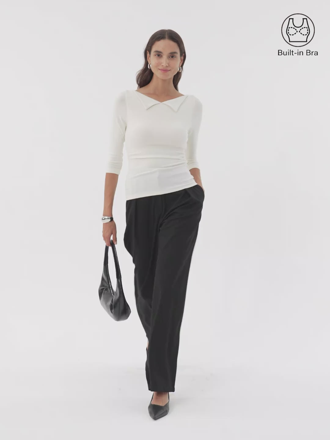 Light Warm Flapped Boatneck 3/4 Sleeve Brami