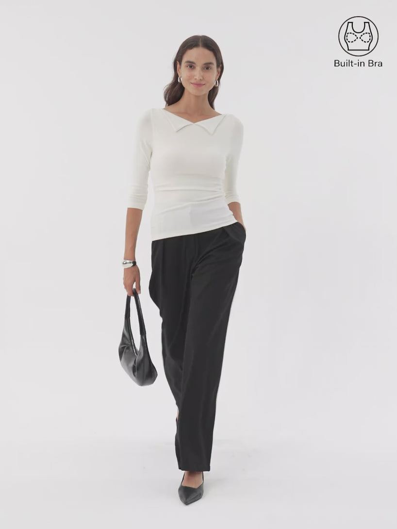 Light Warm Flapped Boatneck 3/4 Sleeve Brami