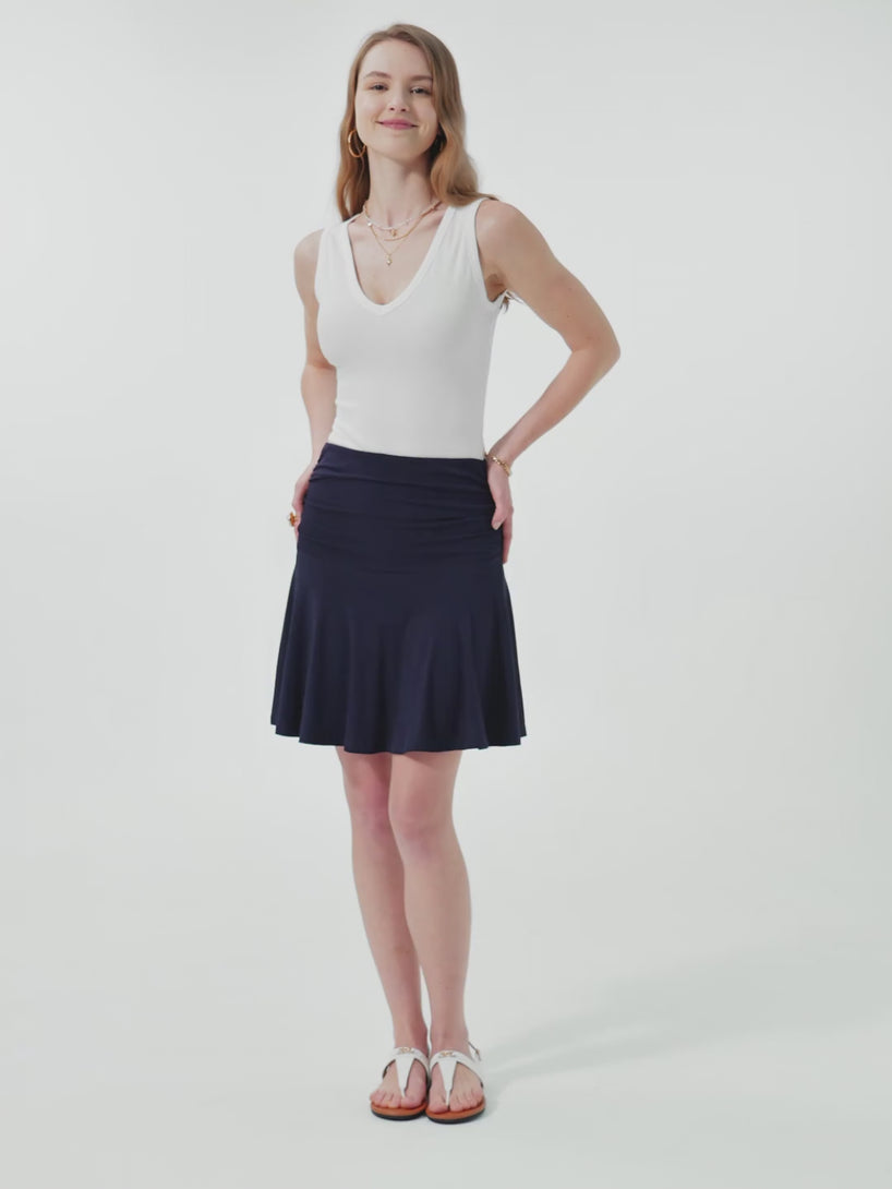 Ruched Mini Circle Skirt with Lined Shorts