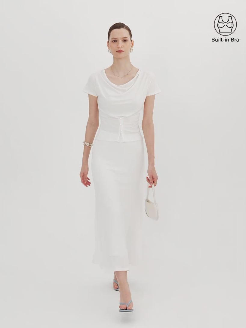 OGLmove Cowl Neck Cap Sleeve Top