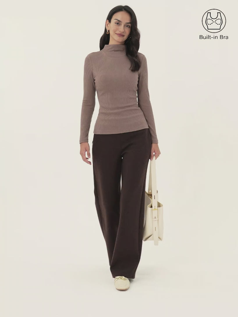 Ribbed Mockneck Long Sleeve Brami