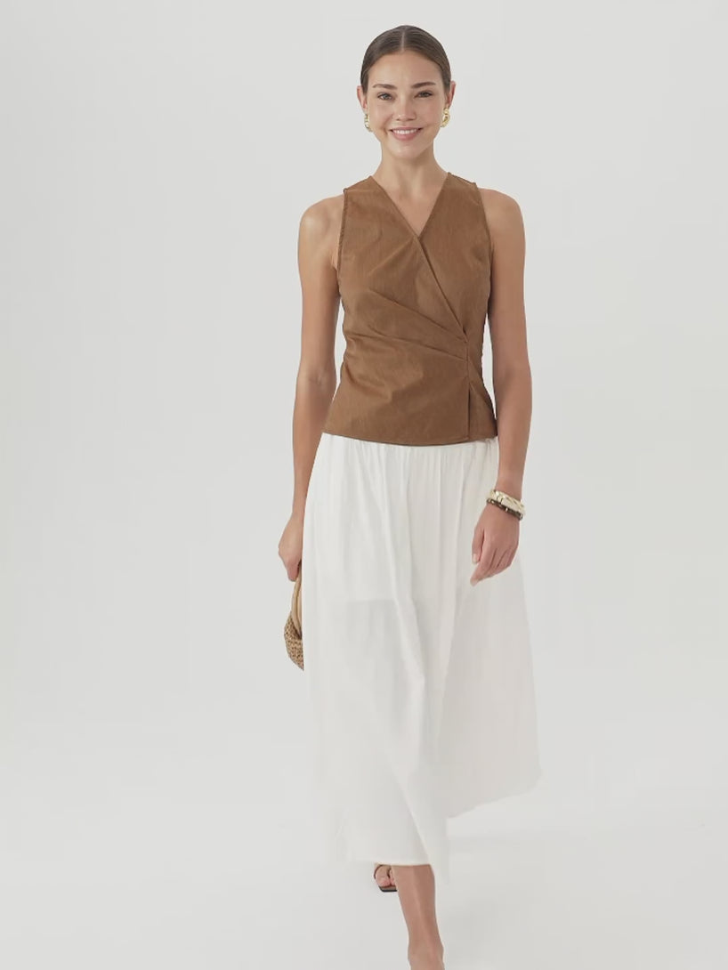 OGLmove Linen Blend Surplice Top with Side Twist