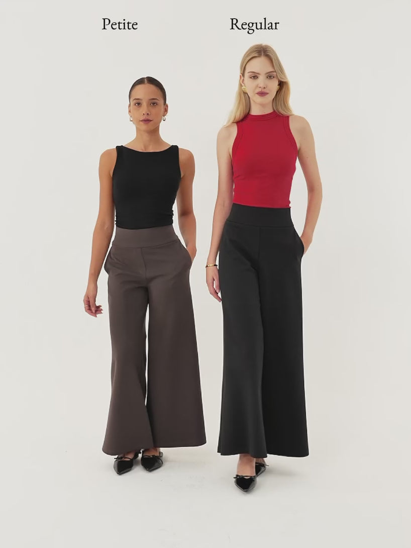Cotton Blend High Rise Culottes with Pockets