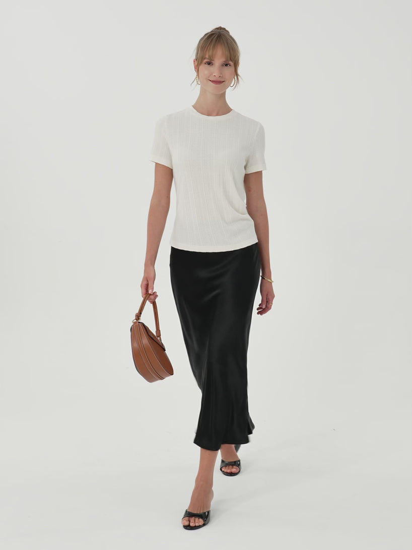 OGLmove Pointelle Tucked Short Sleeve Summer Tee