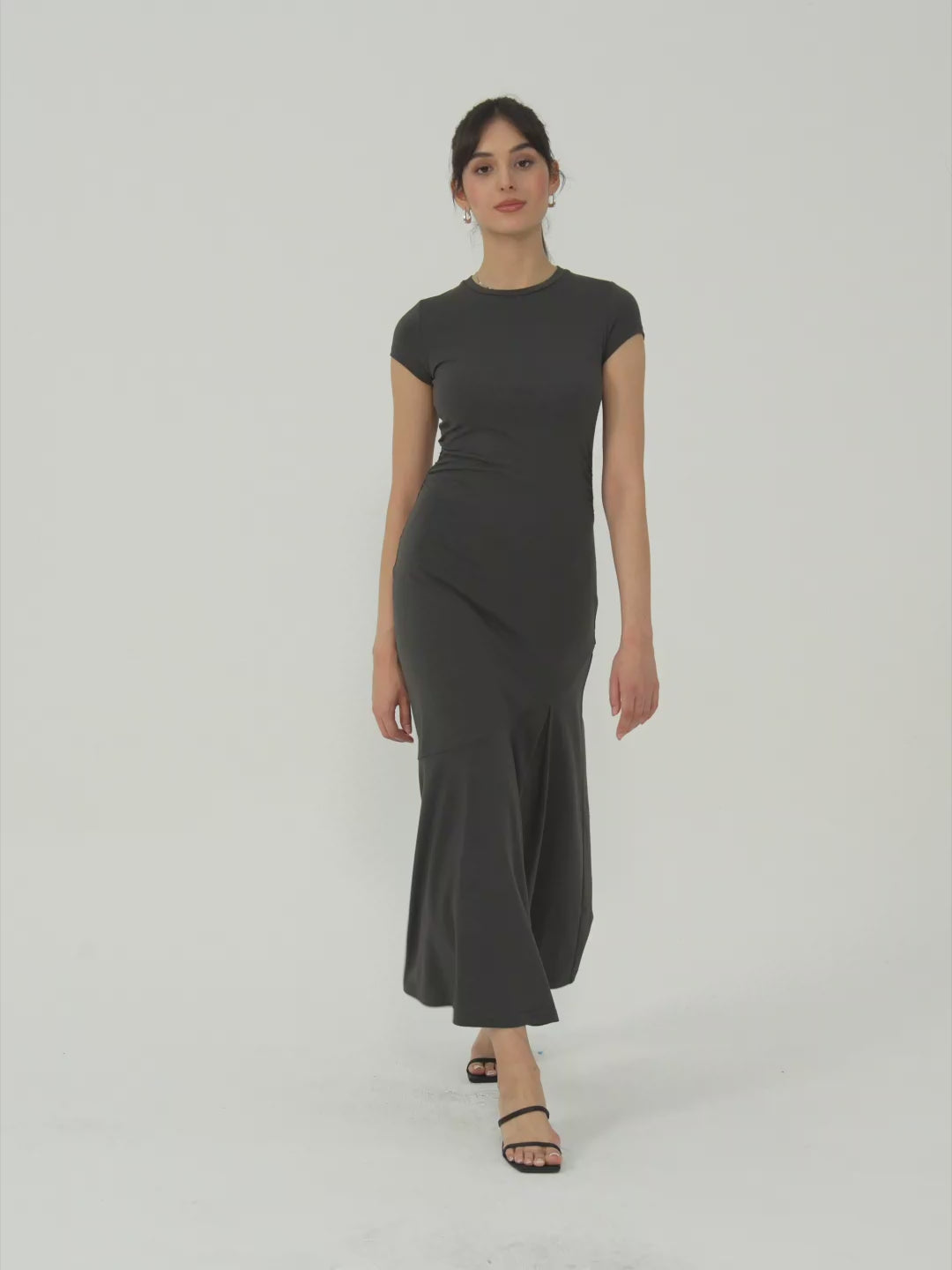 Cap Sleeve Maxi Dress - Charcoal