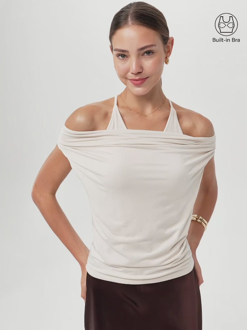OGLmove Matte Multi-Wear Cowl Neck Bra Top