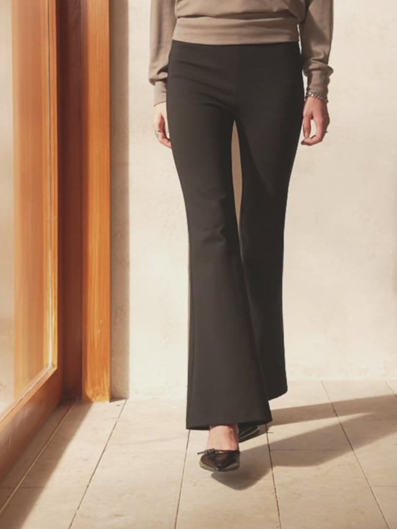 Slimming Ponte High Rise Pull-on Flared Pants