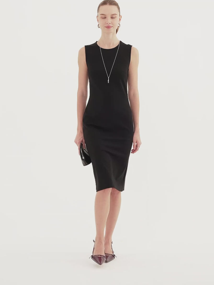 OGLmove Ponte Round Neck Column Midi Dress