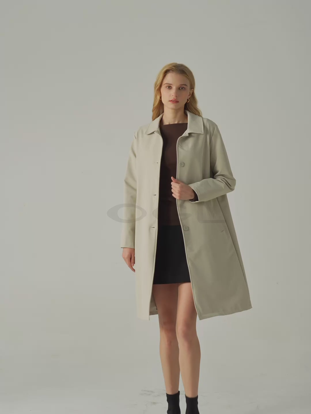 Waterproof Lightweight Collared A-Line Coat - Sand Tan