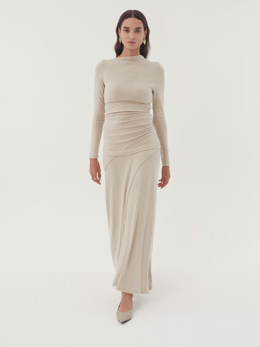 Pull-on Flared Maxi Skirt