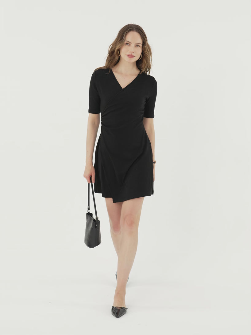 OGLmove Surplice Ruched Fit-and-Flare Mini Dress