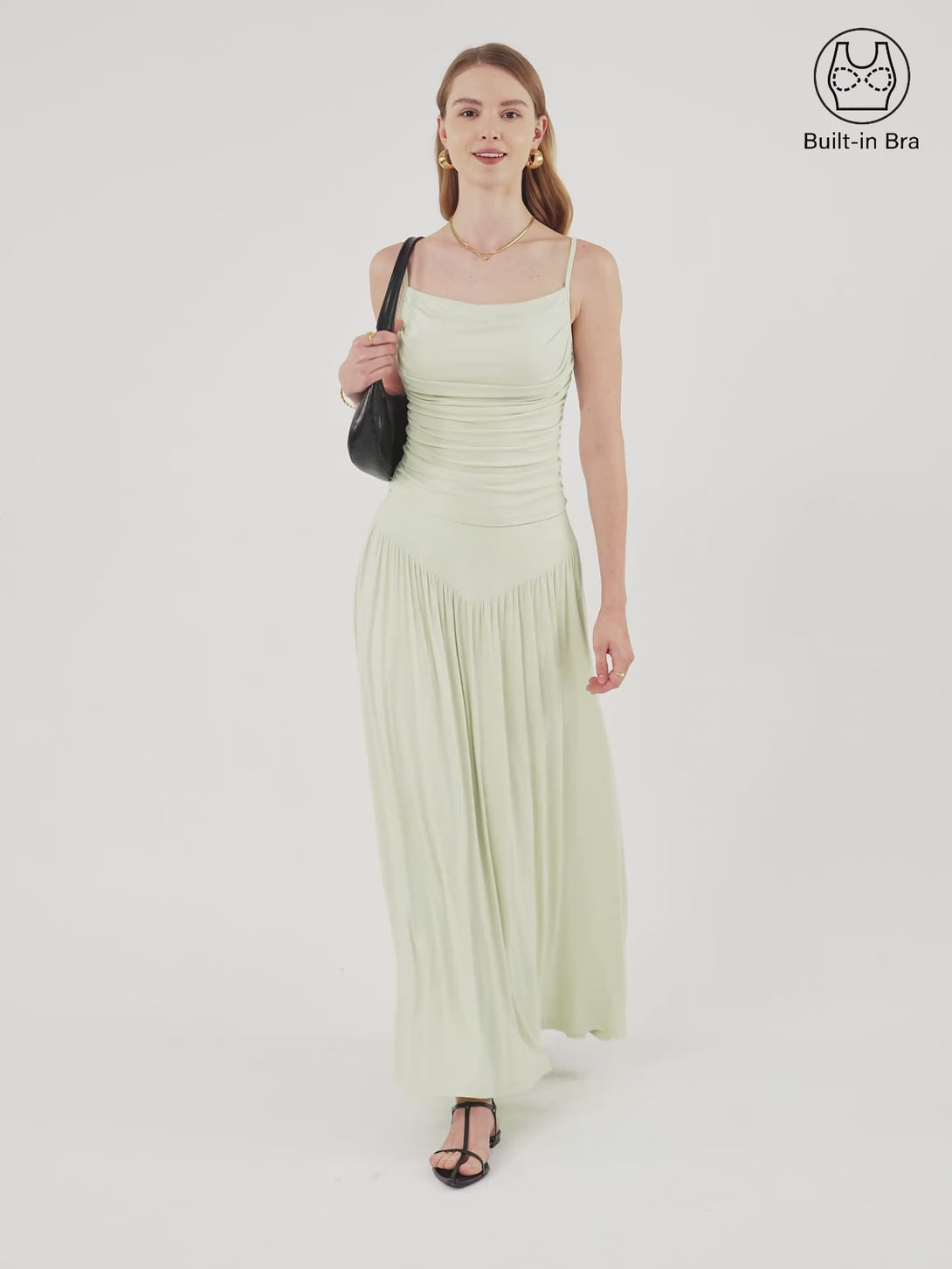 2Pcs Set Adjustable Spaghetti Straps Side Ruched New Airy Brami