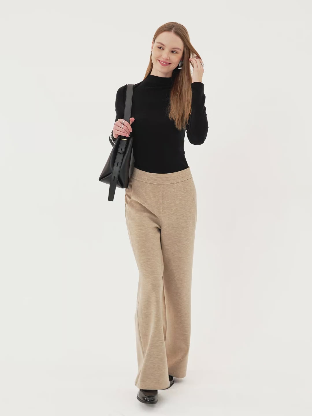 Cozy Warm Mid Rise Straight Leg Pants with Pockets