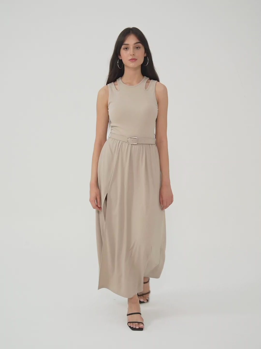 Grateford Brami Dress with Pockets & Belt - Oatmeal