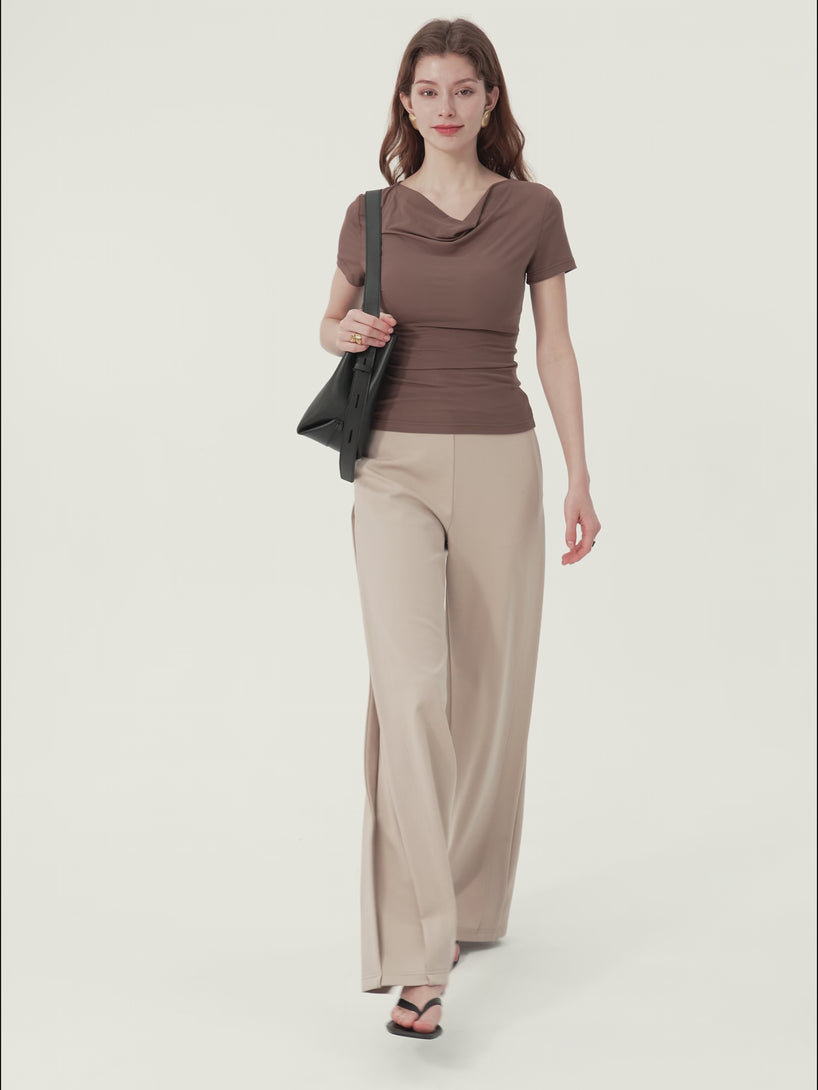 OGLmove Drapey Mid Rise Wide Leg Pull-on Pant with Pockets