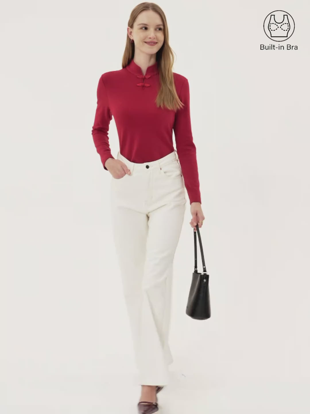 Mandarin Collar Long Sleeve Brami with Frog Buttons