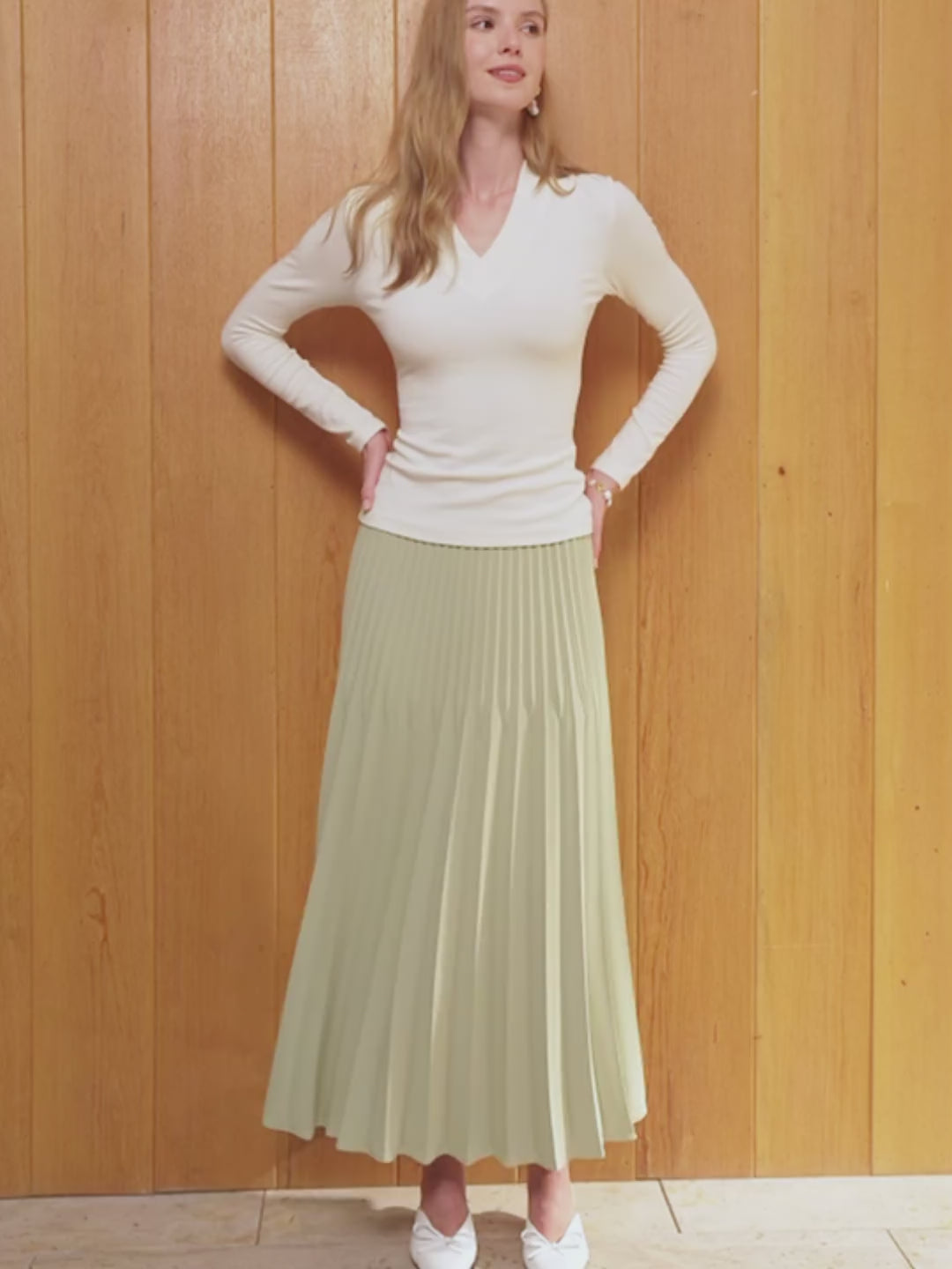 Twirl Pleated A-line Midi Skirt