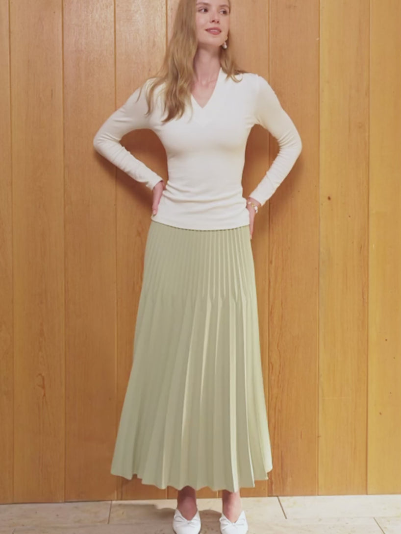 Twirl Pleated A-line Midi Skirt