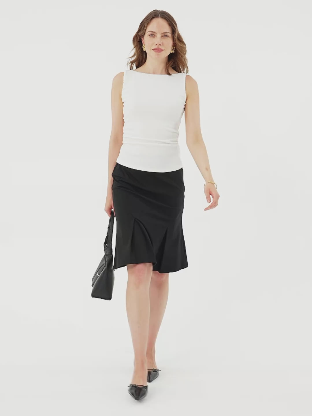 OGL 4-Way Stretch Knee Length Pleated Flare Skirt – OGLmove