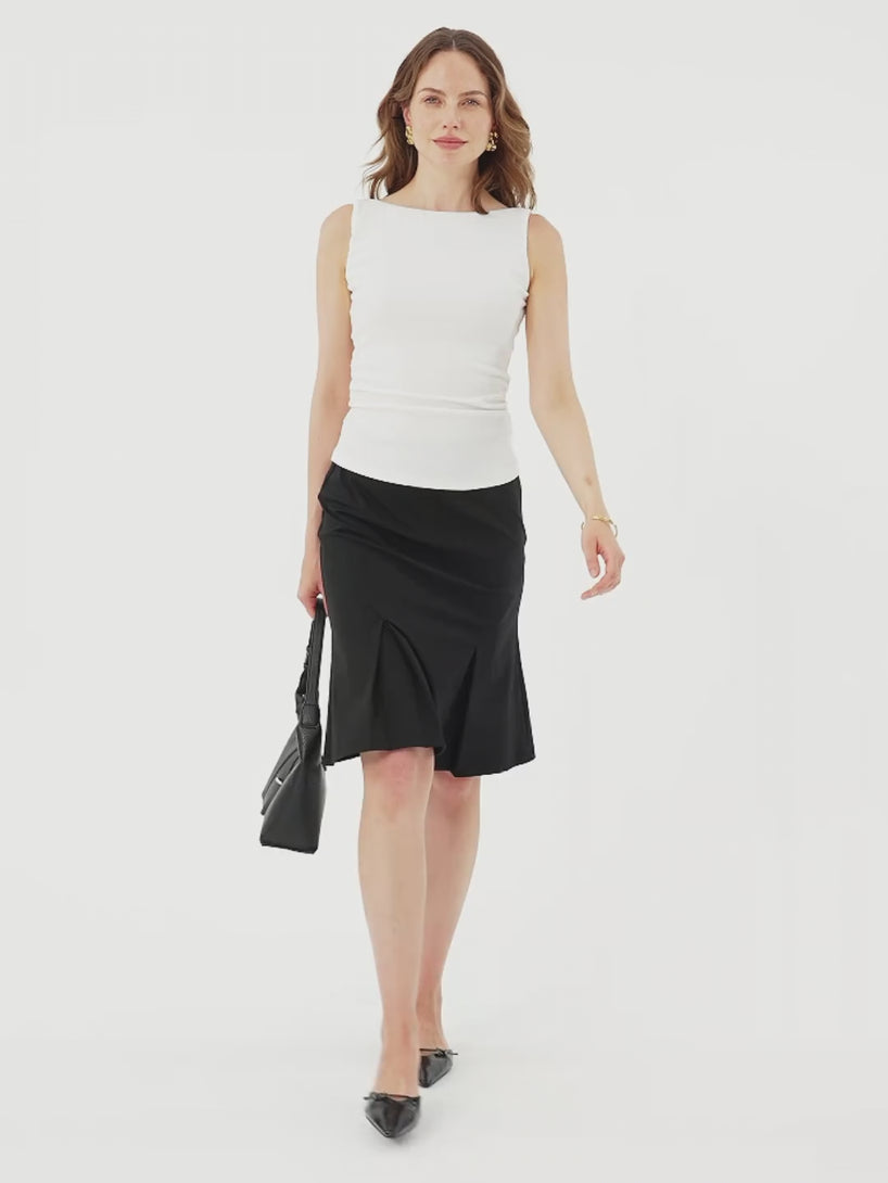 OGLmove 4-Way Stretch Knee Length Pleated Flare Skirt