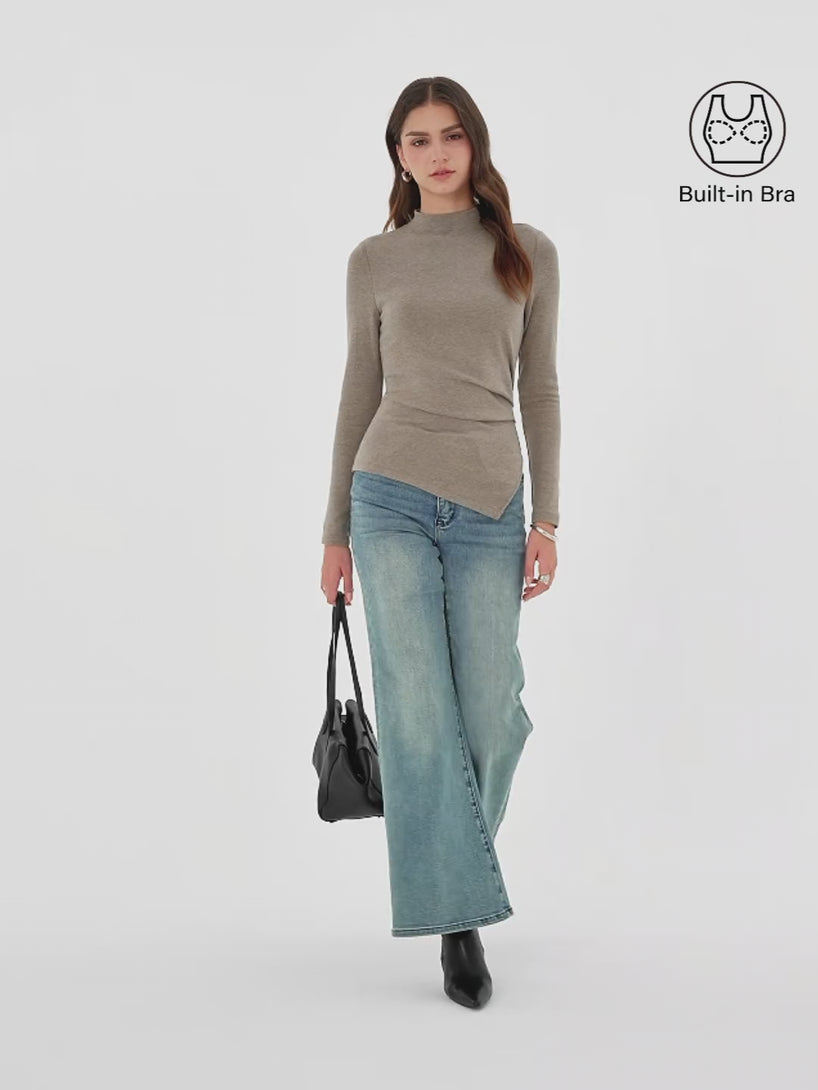 OGLmove ProWarm Mock Neck Side-Tuck Built-In Bra Top