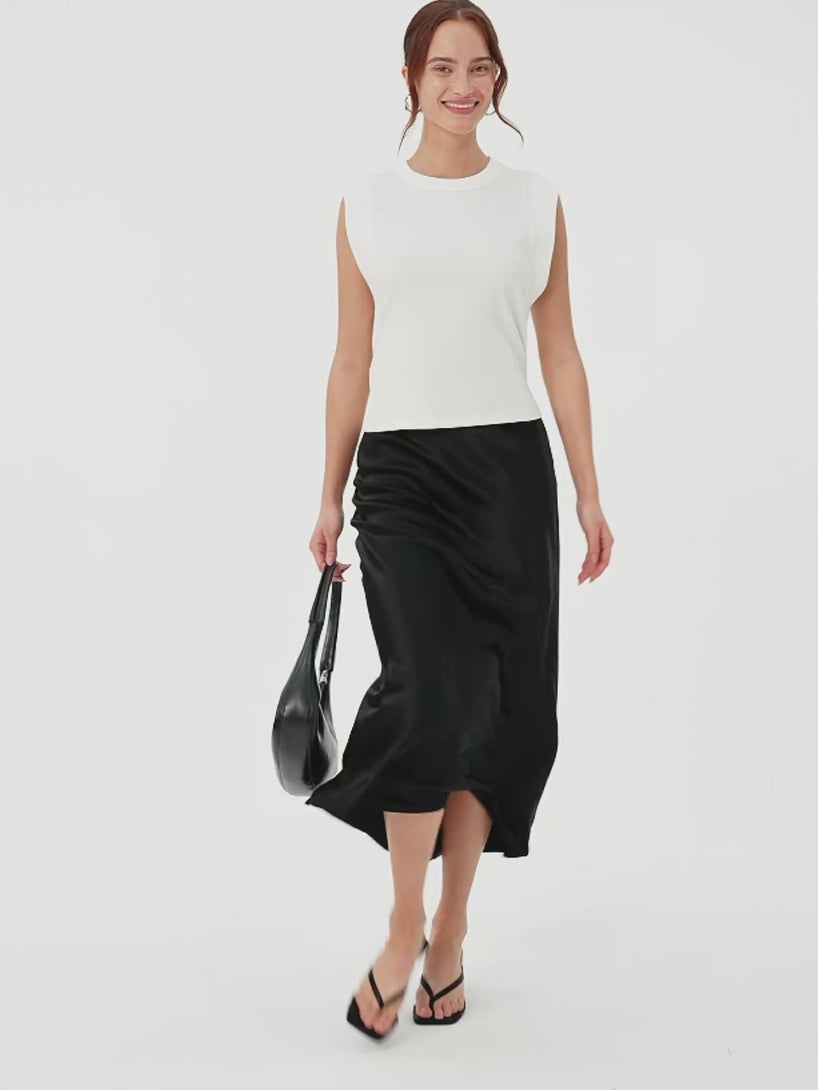 OGLmove Soft Cotton Lyocell Cropped Wide Shoulder Tank