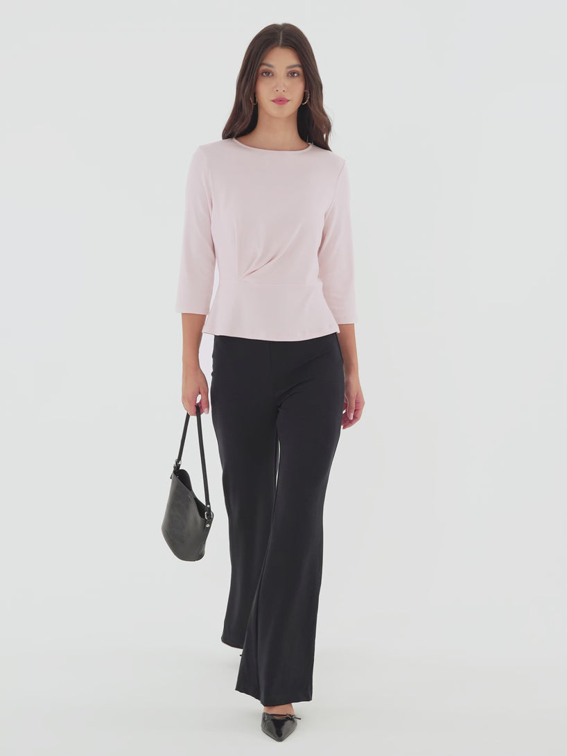 OGLmove Cotton Lyocell Round Neck Tucked Top