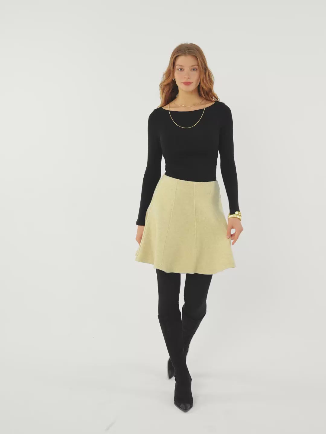 High Waisted Flare Hem Mini Skirt