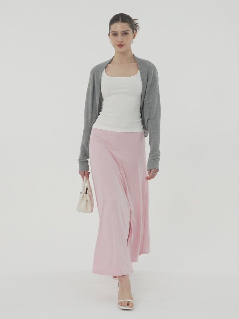 Mid Rise Flare Circle Midi Skirt with Pockets