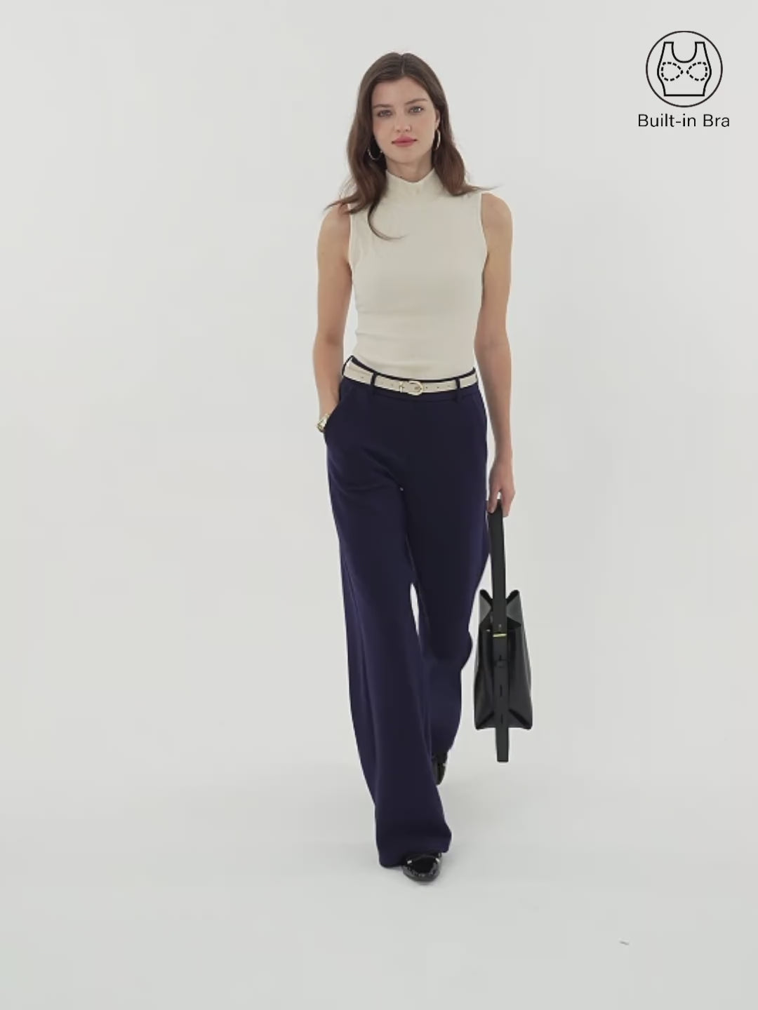 Textured Rib Mockneck Sleeveless Brami