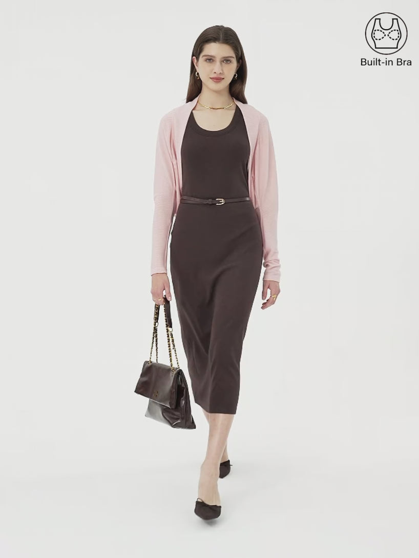 Cotton Viscose U-Neck Midi Brami Dress