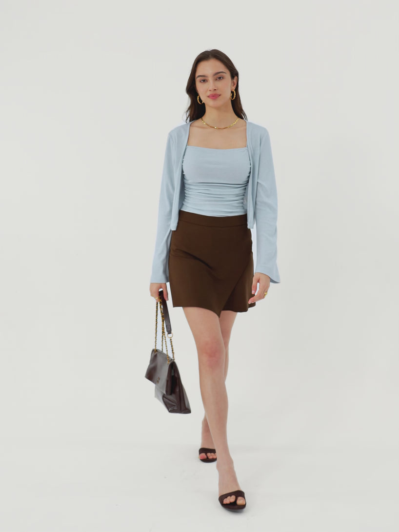 OGLmove Soft Bell Sleeve Millennial Pink Cropped Cardigan
