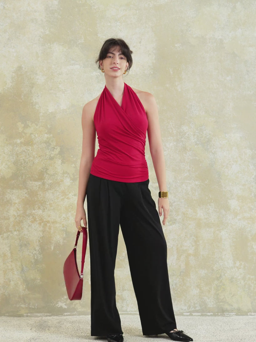 Buttery Smooth Surplice Halter Neck Sculpt Tank