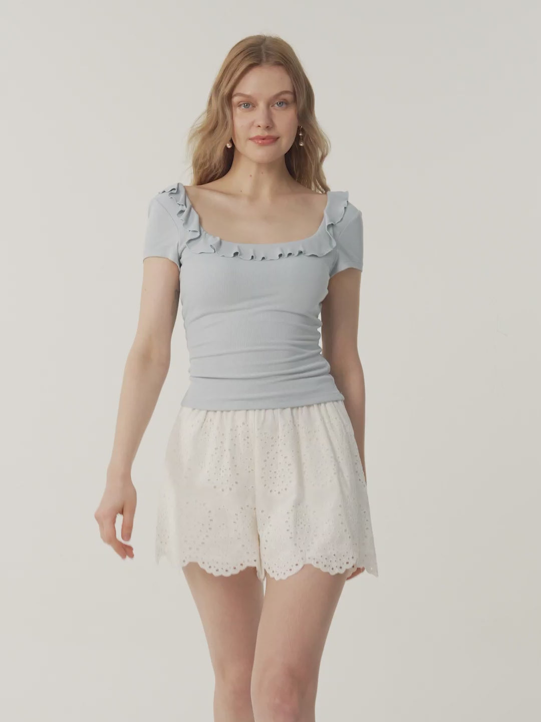 Eco-SkinKiss® Ruffle Open-Back Brami Top - Salt Blue