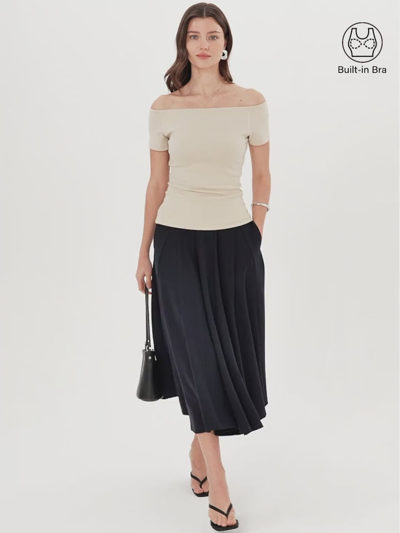 OGLmove Cotton Lyocell Non-Slip Off-the-Shoulder Bra Top