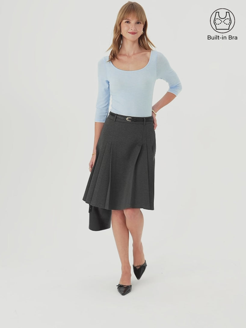 OGLmove Lyocell-Wool Knit Scoop Neck Open-Back Top