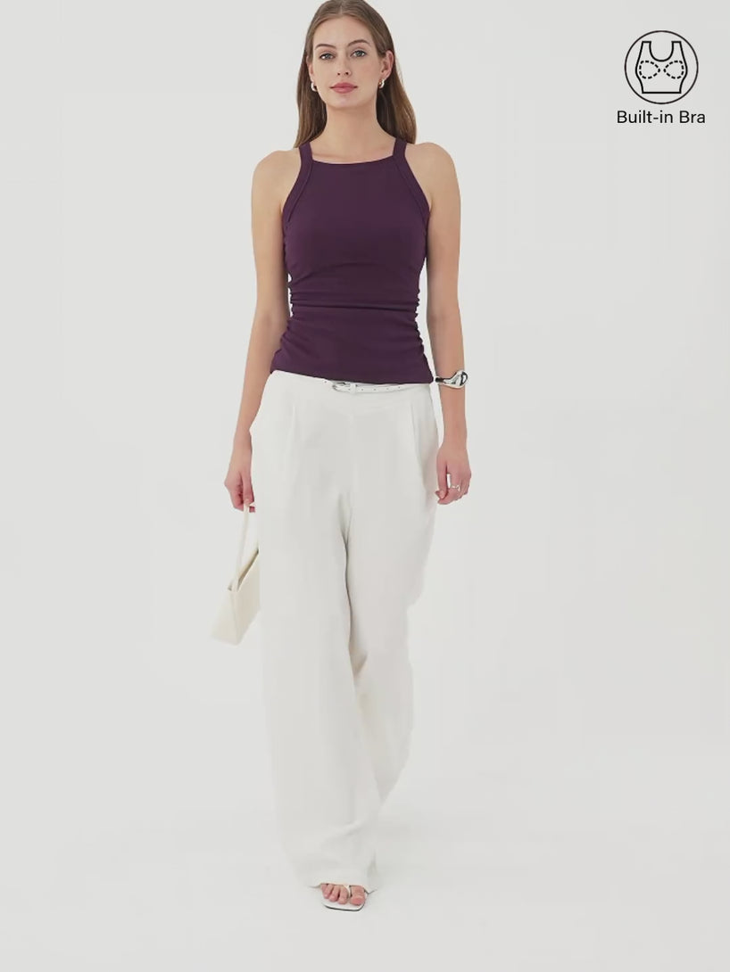OGLmove Square Neck Ruched Rib Bra Tank
