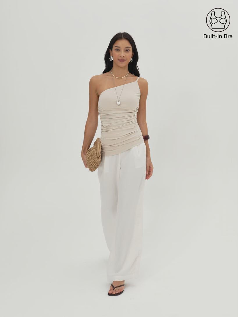 OGLmove Ruched One Shoulder Asymmetrical Bra Top