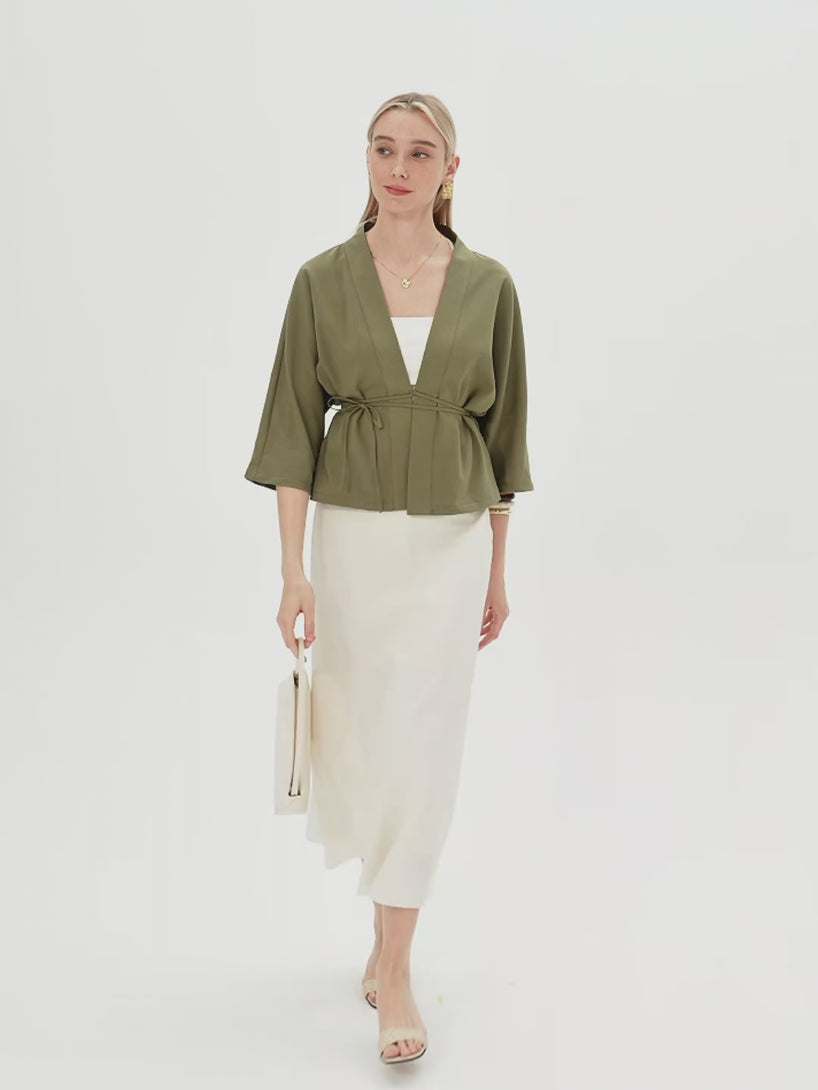 OGLmove Lyocell-Linen 3/4 Sleeve Cardigan