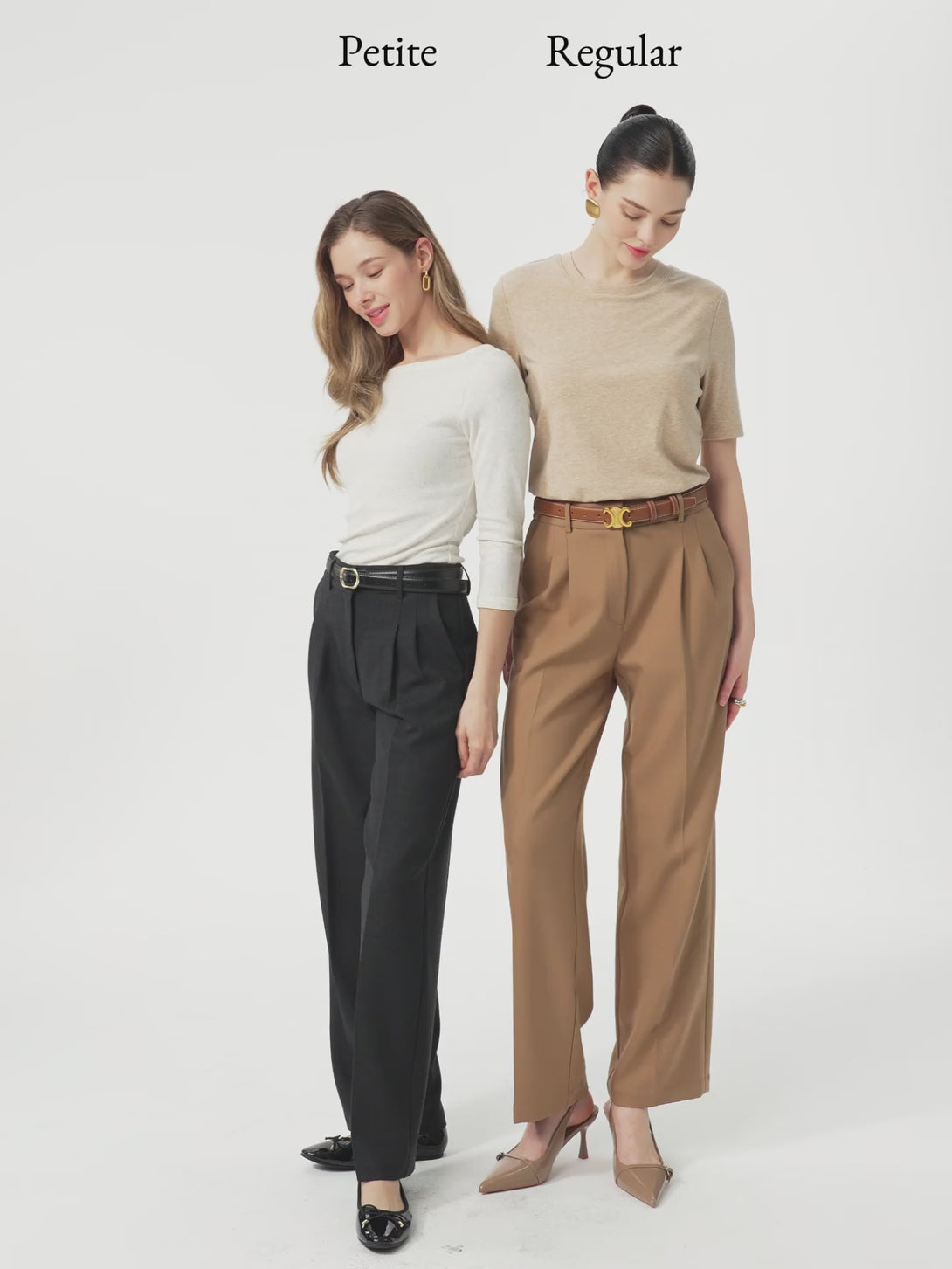 Stretch Wool High Rise Straight Leg Trousers with Pockets