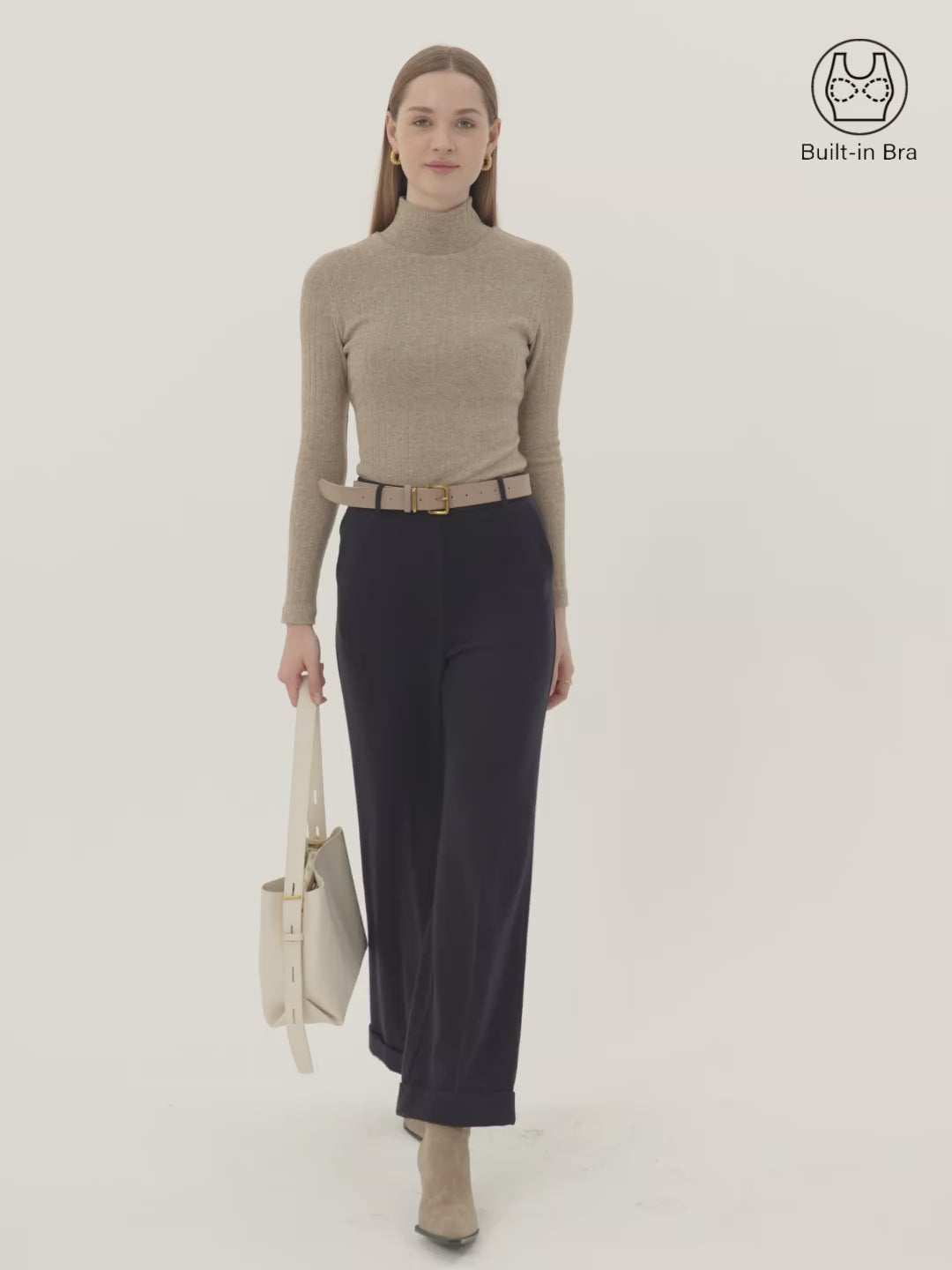 Turtleneck Wide Ribbed Long Sleeve Brami
