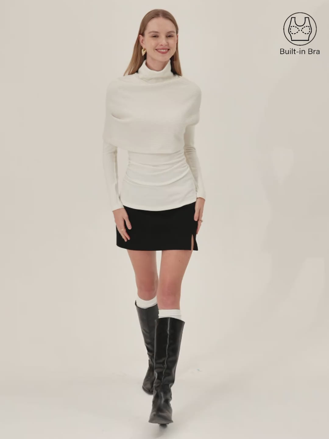 Shimmering Turtleneck Cap with Boatneck Brami