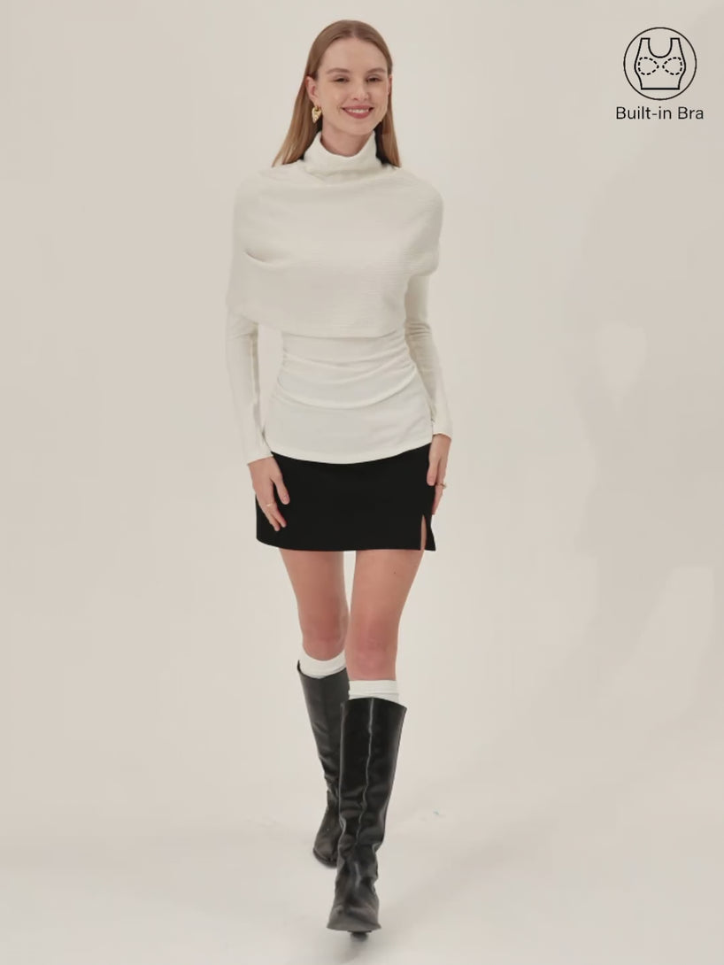 Shimmering Turtleneck Cap with Boatneck Brami